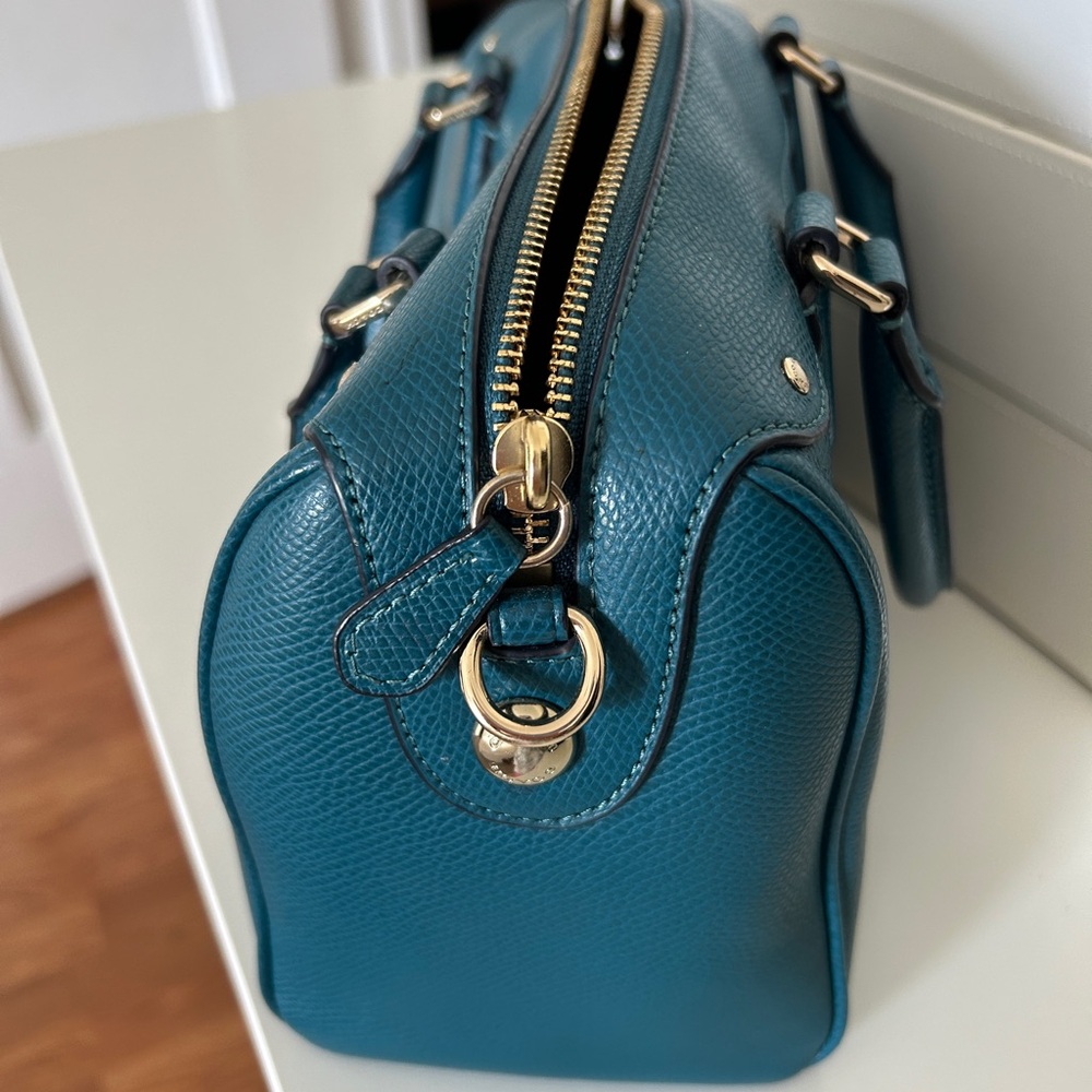 Coach Teal Blue Leather Satchel - Picture 11 of 11